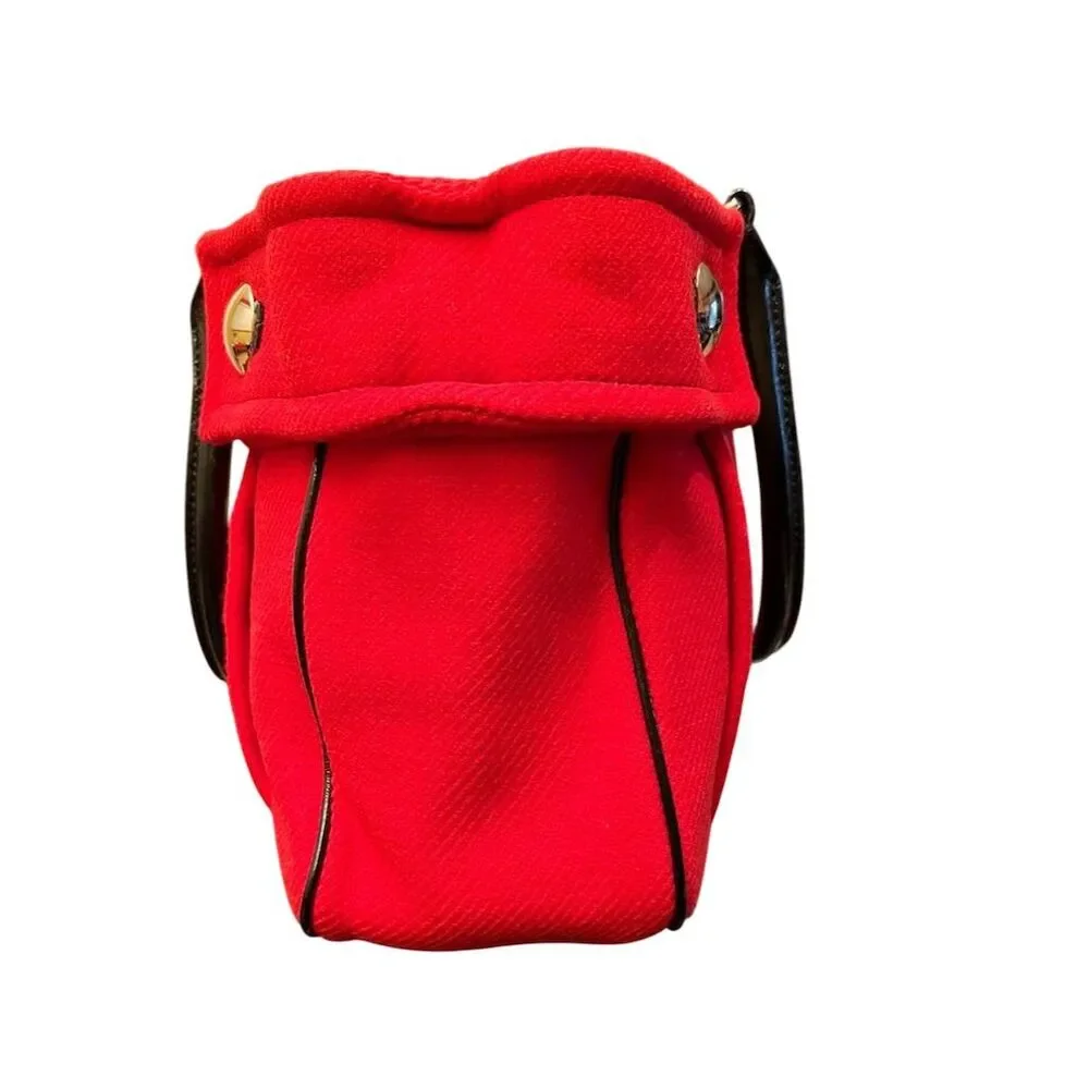 Kate Spade Red Wool Shoulder Bag Women's Handbag Gold Accents